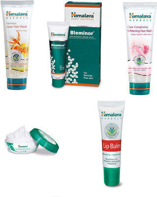 

Himalaya Fairness Kesar Face Wash, Bleminor Anti Blemish Cream, Clear Complexion Whitening Face Wash, Nourishing Skin Cream, Lip Balm(Set of)