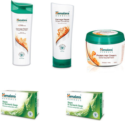 

Himalaya damage repair protein shampoo, damage repair protein conditioner, protein hair cream, neem soap(Set of)