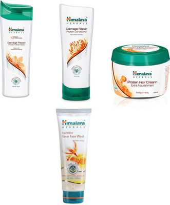 

Himalaya damage repair protein shampoo, damage repair protein conditioner, protein hair cream, fairness kesar face washj(Set of)