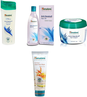 

Himalaya anti dandruff shampoo, anti dandruff hair oil, anti dandruff hair cream, fairness kesar face wash(Set of)