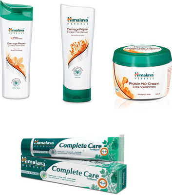 

Himalaya damage repair protein shampoo, damage repair protein conditioner, protein hair cream, complete care paste(Set of)