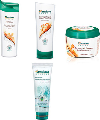 

Himalaya damage repair protein shampoo, damage repair protein conditioner, protein hair cream, lemon face wash(Set of)