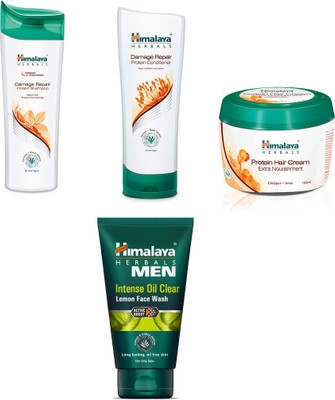 

Himalaya damage repair protein shampoo, damage repair protein conditioner, protein hair cream, oil clear lemon face wash(Set of)