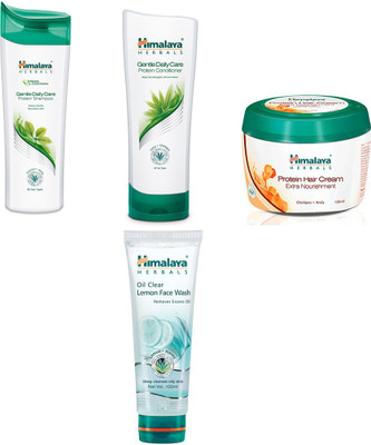 

Himalaya gentle daily care protein shampoo, gentle daily care protein conditioner,protein hair cream, oil clera lemon face wash(Set of)