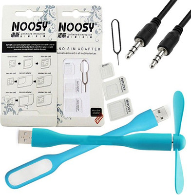 

HOMMER USB Fan&Light + Aux Cable + Nossy Sim Adapter With Eject Pin. Combo Set