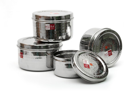 

KCL Hammered Betha Dabba Multipurpose Storage - 750 ml, 1000 ml, 1500 ml, 2000 ml Steel Grocery Container, Utility Box(Pack of 4, Silver)
