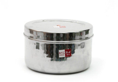 

KCL Hammered Betha Dabba - 1500 ml Steel Grocery Container, Utility Box(Silver)