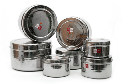 

KCL Hammered Betha Dabba Multipurpose Storage - 1500 ml, 2000 ml, 2500 ml, 3000 ml, 3500 ml, 4000 ml, 5000 ml Steel Grocery Container, Utility Box(Pack of 7, Silver)