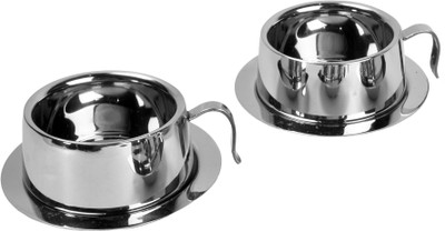

JVL Cup and Saucer Set Stainless Steel(Steel, Pack of 2)