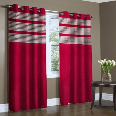 

Home Candy 212 cm (7 ft) Polyester Door Curtain (Pack Of 2)(Geometric, Pink)
