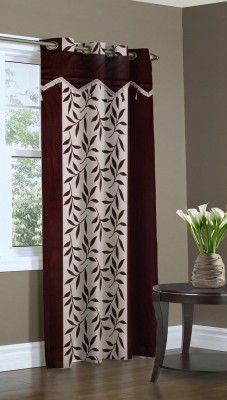 Home Candy 212 cm (7 ft) Polyester Room Darkening Door Curtain Single Curtain(Floral, Brown)