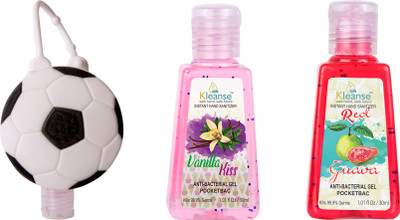 

kleanse Kleanse's Advanced Instant Hand Sanitizer - anti-bacterialn Vanila Kiss & Red Guava sanitizerGel with 3D Little Elephant holder(30 ml, Pack of 3)