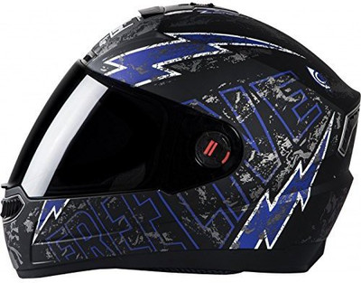 

Steelbird AIR Dashing Free Live Design Stylish and Cool Matt Black with Blue ISI Certified Graphics Helmet Motorbike Helmet(Black, Blue