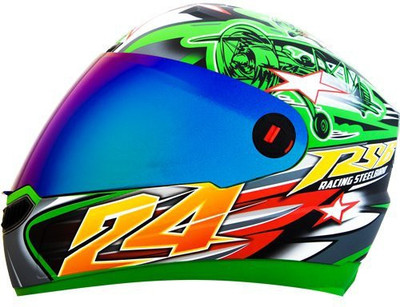 

Steelbird AIR Italian Designed Bargy Graphics Stylish and Cool ISI Certified Designer Graphics Helmet Large Motorbike Helmet(Parrot Green, Yellow