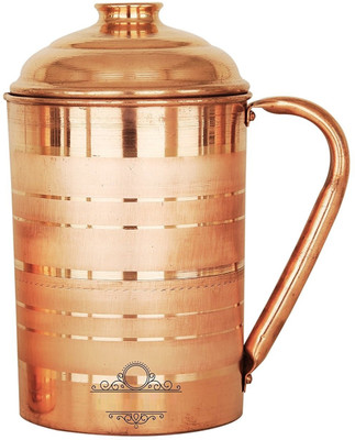 

VibeX ® Traditional Indian Handcrafted Pure Heavy Copper Jug with Lid for Health Benefits Water Jug(1.5 L)