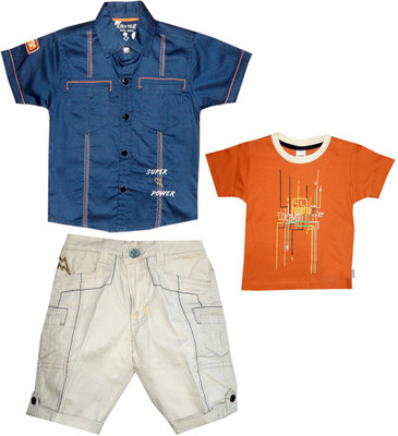 Kooka Kids Boys Casual Shirt Three Fourth Pant(Blue) at flipkart