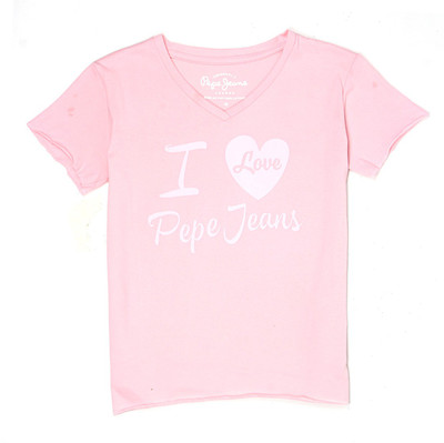 Pepe Jeans Girls Printed Cotton T Shirt(Pink, Pack of 1) available at flipkart for Rs.249