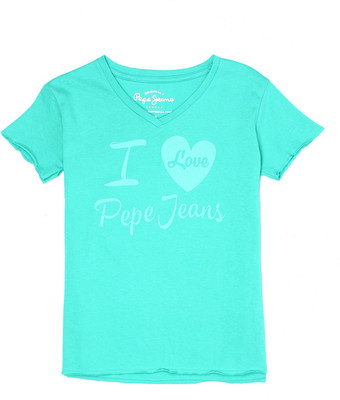 Pepe Jeans Girls Solid Cotton T Shirt(Green, Pack of 1) available at flipkart for Rs.299