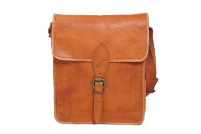 Anshika International Men & Women Formal Brown Genuine Leather Messenger Bag