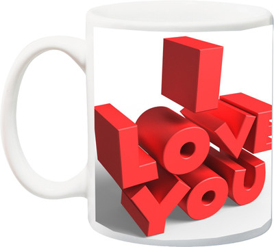 

Stylotrendz I Love you 3D Print Ceramic Mug(325 ml), Multicolor