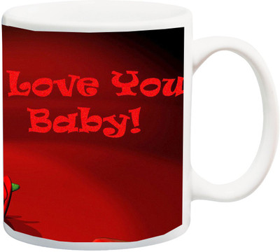 

Stylotrendz I Love You Baby dark red theme print Ceramic Mug(325 ml), Multicolor