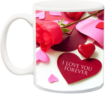 

Stylotrendz I Love you Forever Pink Theme Print Ceramic Mug(325 ml), Multicolor