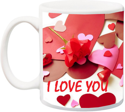 

Stylotrendz I love you printed Ceramic Mug(325 ml), Multicolor