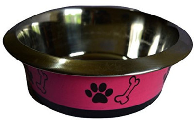 

Foodie Puppies Round Steel Pet Bowl(900 ml Pink)