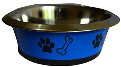 

Foodie Puppies Round Steel Pet Bowl(900 ml Blue)