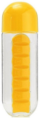 

Newvez 7 Daily 2-in1 Weekly Medicine 600ML Organizer Portable Kit With Water Bottle Seven Compartments and Drinking Cup Pill Box(Yellow)