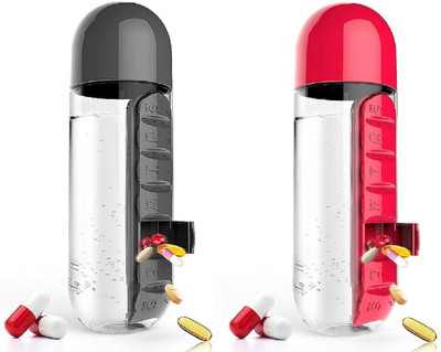 

FullHouz 7-day PillBottleBlack1Red1 Pill Box(Black, Red)