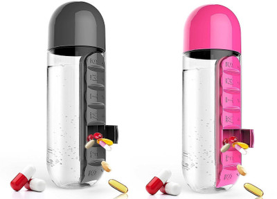

FullHouz 7-day PillBottleBlack1Pink1 Pill Box(Black, Pink)