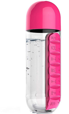 

Newvez 7 Daily 2-in1 Weekly Medicine 600ML Organizer Portable Kit With Water Bottle Seven Compartments and Drinking Cup Pill Box(Pink)