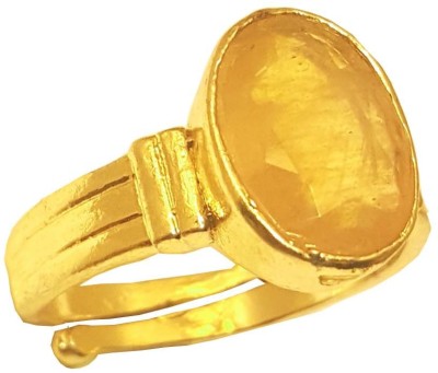 RS JEWELLERS 5.55 RATTI NATURAL YELLOW SAPPHIRE PANCHDHATU Metal Sapphire Gold Plated Ring