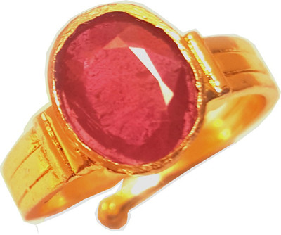 RS JEWELLERS 5.55 RATTI NATURAL RUBY PANCHDHATU Metal Ruby Gold Plated Ring