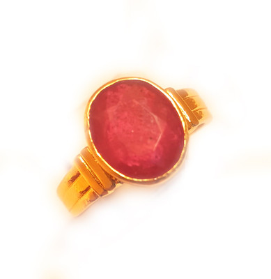 RS JEWELLERS 5.60 RATTI NATURAL RUBY PANCHDHATU Metal Ruby Gold Plated Ring