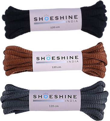 

SHOESHINE oval round sports shoelace (W4) pack of 3 pairs Shoe Lace(Multi Set of 3)
