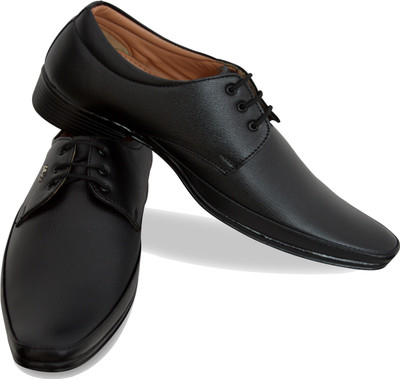 Feetway Flat Men's Pointed Formal Shoe Derby For Men(Black