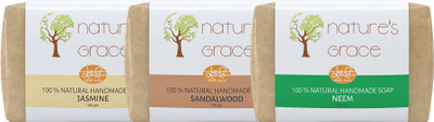 

Nature's Grace Handmade Soap Combo Pack 3 (Jasmine Sandal Neem)(300 g, Pack of 3)