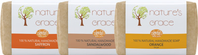 Nature's Grace Handmade Soap Combo Pack 3 (Saffron Sandal Orange)(300 g, Pack of 3) available at flipkart for Rs.299