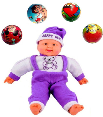 

VRV Musical Happy Baby and Printed Balls - 20 cm(Purple)