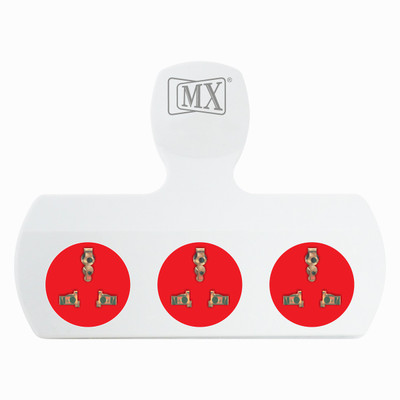 

MX 3 pin Universal socket Spike protector Adaptor to Indian plug 3 Socket Surge Protector(White, Red)