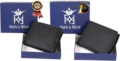 

Mark & Wear Men Black Genuine Leather Wallet(7 Card Slots), Smoky black