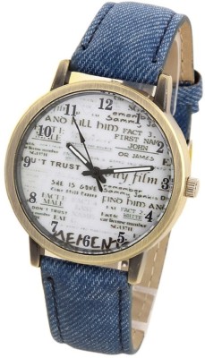 Zillion Newspaper Print Dial Blue Denim Strap Watch  - For Women   Watches  (Zillion)