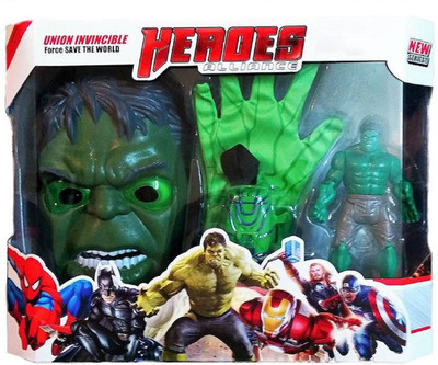 

VShine Avengers HULK Playset with Action Figure, Gloves and Mask(Green)