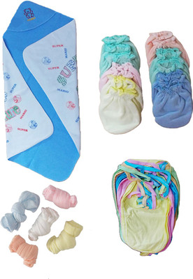 

Dolphin52 DOLPHIN52- COMBO SET 1.Baby blanket, 2.Baby gloves, 3.Baby langot, 4.Baby socks(Multicolor)
