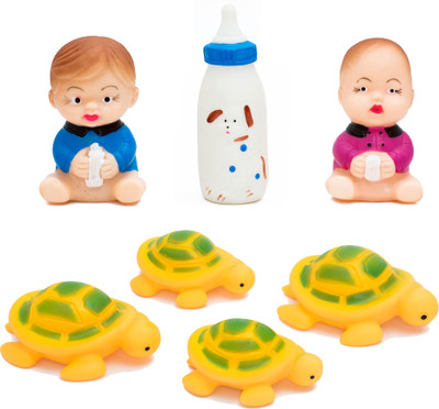 

GLOOVIT Squeezy Bath toys Dear Baby and Turtle Family Bath Toy(Multicolor)