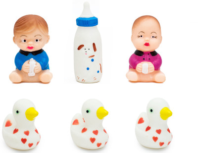 

GLOOVIT Squeezy Bath toys Dear Baby and Baby Duck Bath Toy(Multicolor)