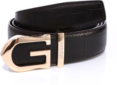 

abrazo Men Casual Black Artificial Leather Belt, Coffee