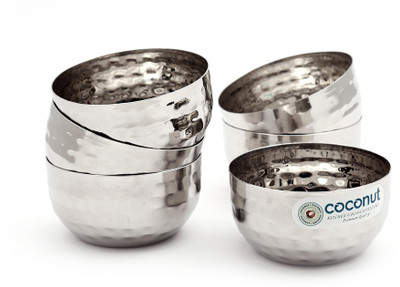 

Coconut Hammered Apple Vati Stainless Steel Bowl Set(Silver)